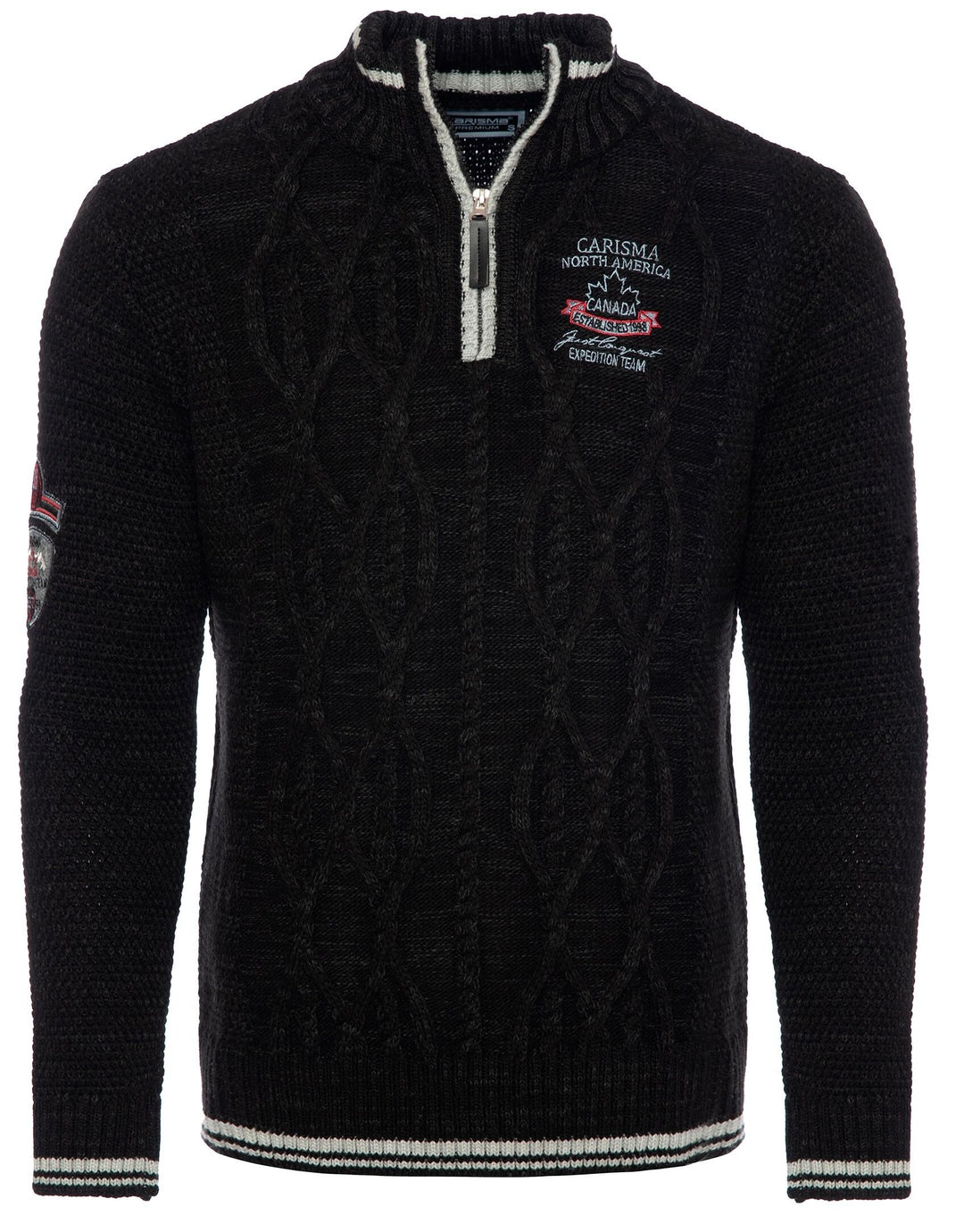 Carisma Strickpullover für Herren • Herren Troyer mit Stickerei • Angenehmer Regular Fit Pullover fü