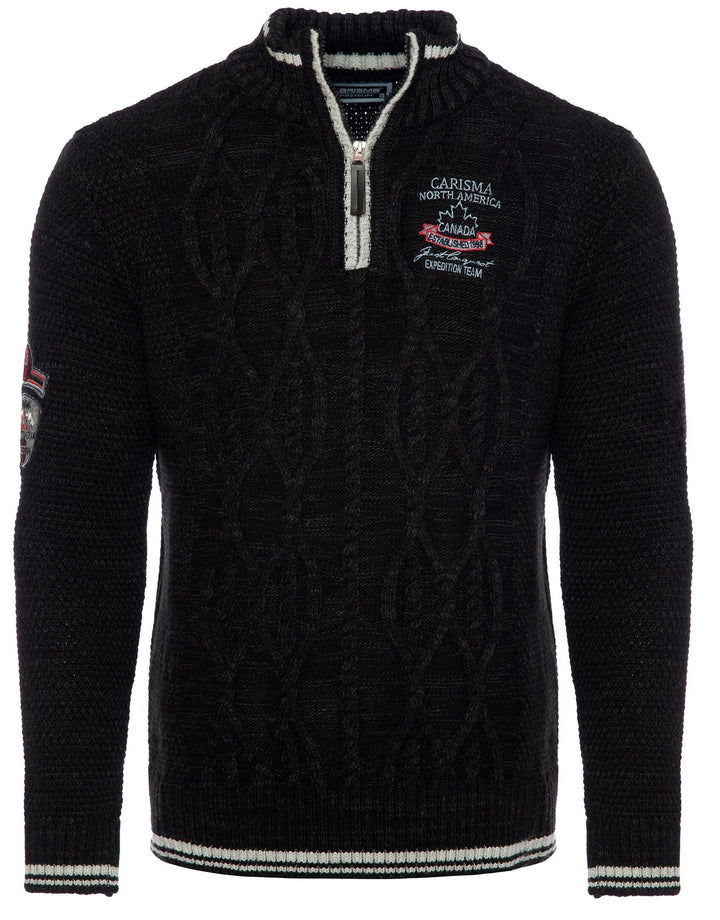 Carisma Strickpullover für Herren • Herren Troyer mit Stickerei • Angenehmer Regular Fit Pullover fü