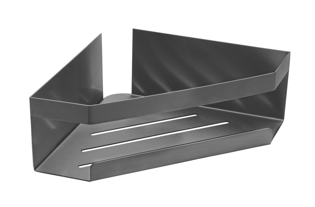 Schöner Wohnen Kollektion Eckablage Mod. Meleto aus rostfreiem Edelstahl in Gun-Metal Grey für Badez