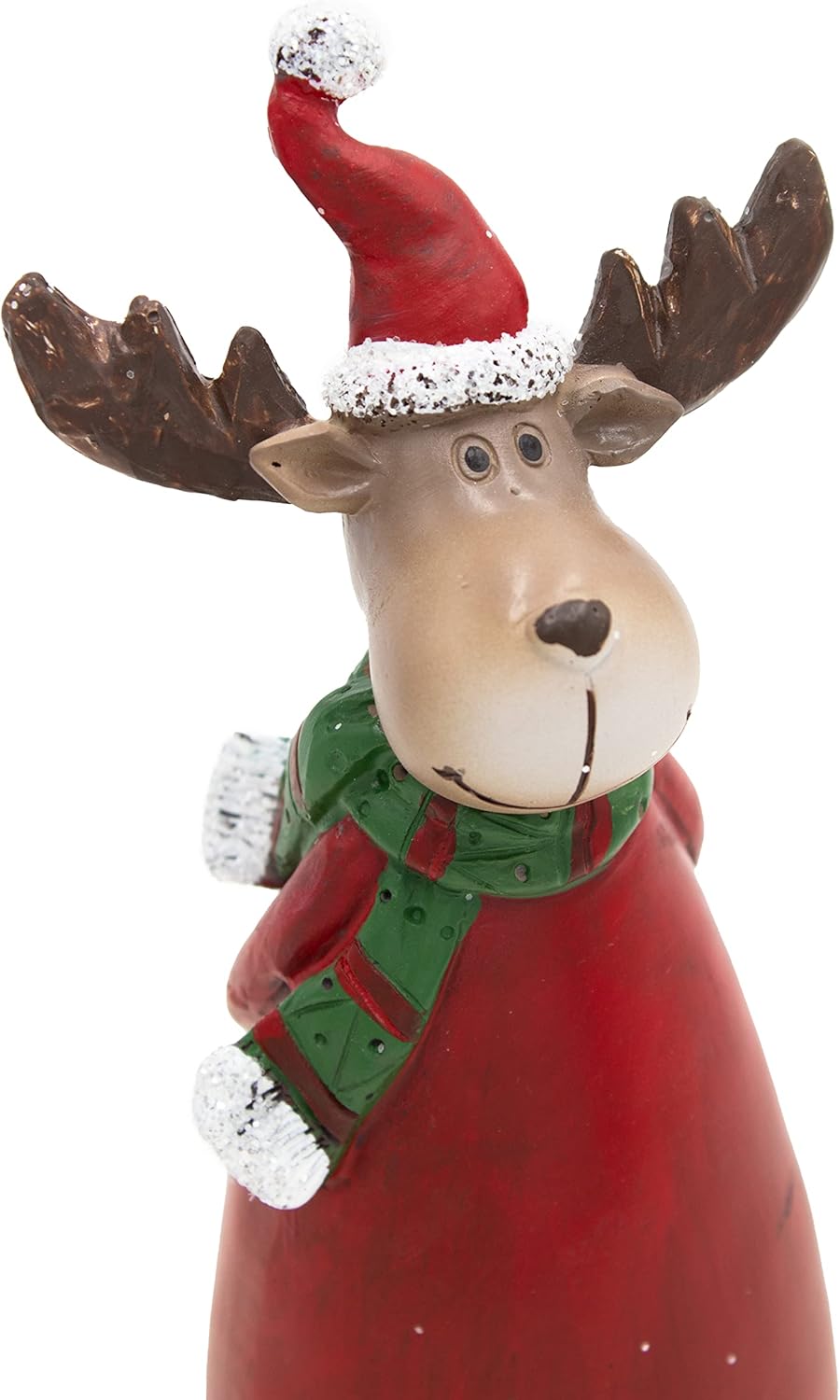 Zaunfigur Elch mit Glitzer Winter Zaundeko Zaunhocker braun rot mit Schal H=19 cm Motiv Elche Nr. 2,