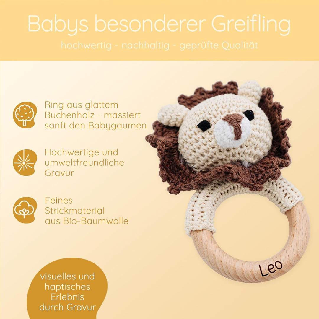 Bärenfreunde® - Personalisierter Beissring Baby - Niedlicher Greifling für Baby&