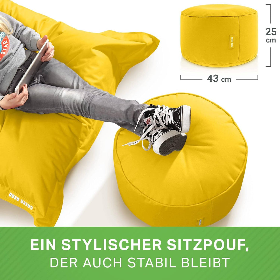 Green Bean Sitzsack-Hocker 45x25cm mit EPS-Perlen Füllung - Fusshocker Fusskissen Sitz-Pouf für Sitz