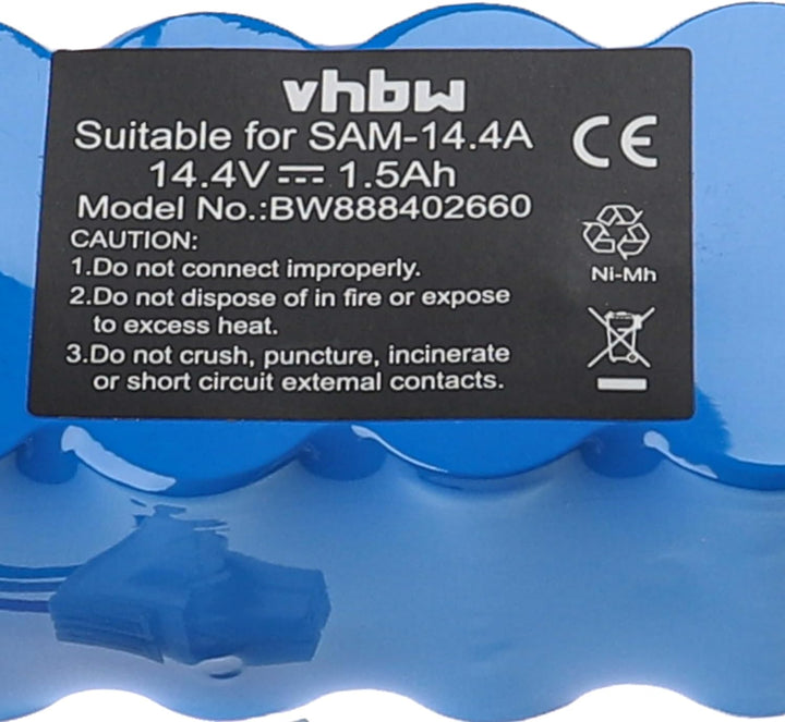 vhbw 1x Akku Ersatz für Samsung DJ96-00113A für Saugroboter (1500 mAh, 14,4 V, NiMH)