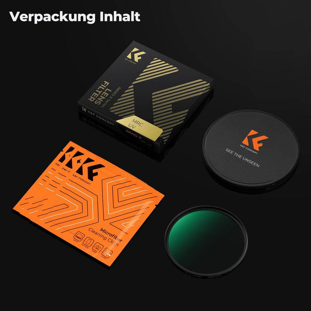 K&F Concept Nano X-Serie UV Filter 82mm Schott-Glas B270 28 Schichten MC Super Slim Schutzfilter Ult