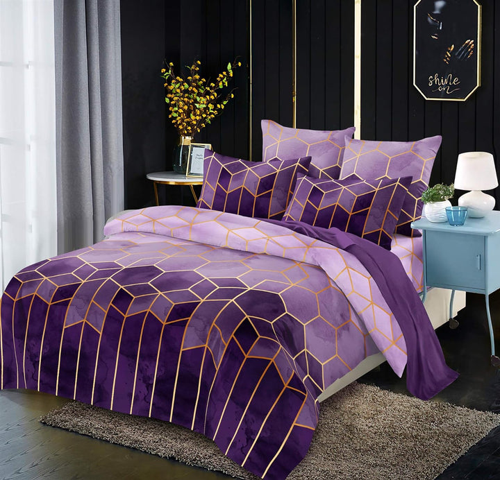 Luofanfei Bettwäsche Gestreift 135x200cm Bettdeckenbezug Lila 4teilig Microfaser Bettwäsche Set Bett