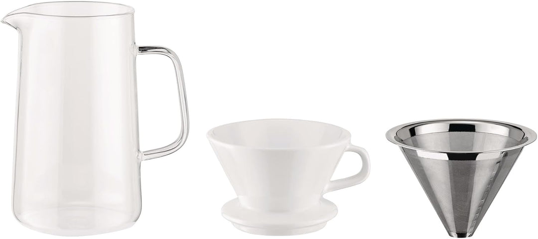 Alessi Slow coffee KT01S1 - Design Slow Coffee-Set Bestehend aus Kanne aus Pyrex-Glas, Filterhalter