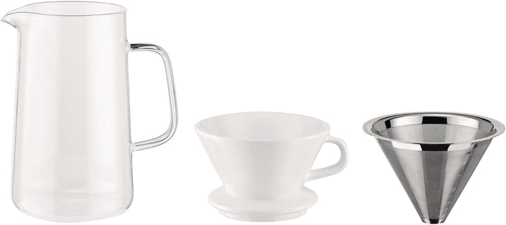 Alessi Slow coffee KT01S1 - Design Slow Coffee-Set Bestehend aus Kanne aus Pyrex-Glas, Filterhalter