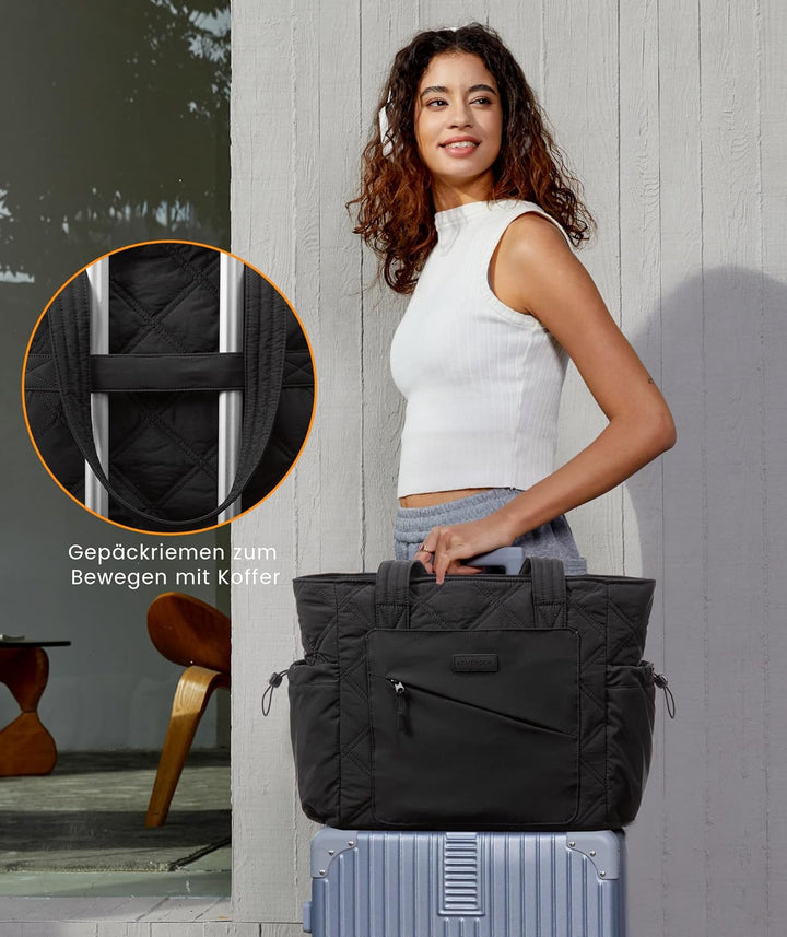 LOVEVOOK Shopper Tasche Damen Gross, Arbeitstasche Leicht Handtasche Puffer Tote Work Bag 15,6/17,3