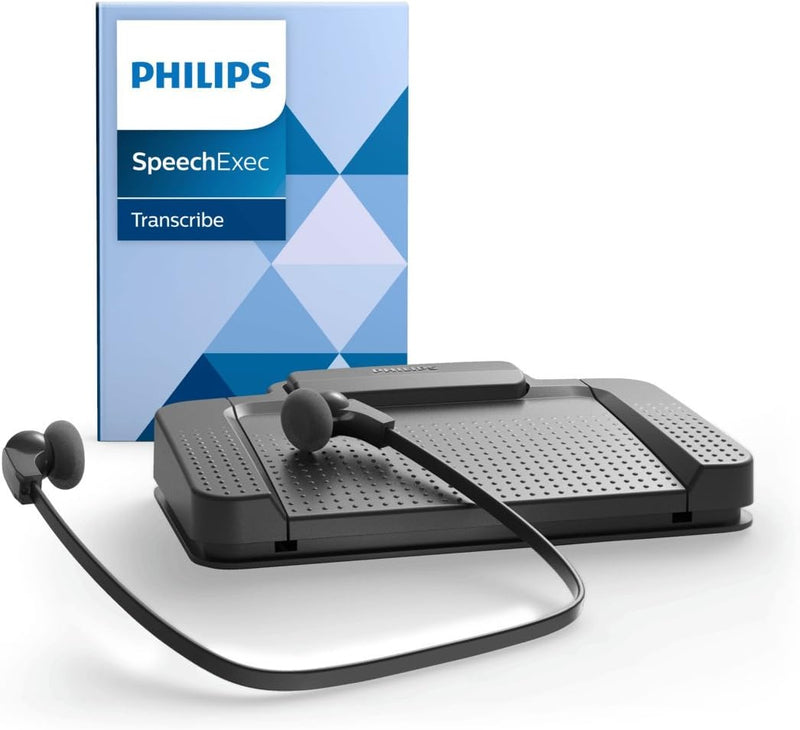 Philips LFH7177/06 Wiedergabe-Set, ergonomischer USB-Fussschalter ACC2330, Stereo-Unterkinn-Kopfhöre