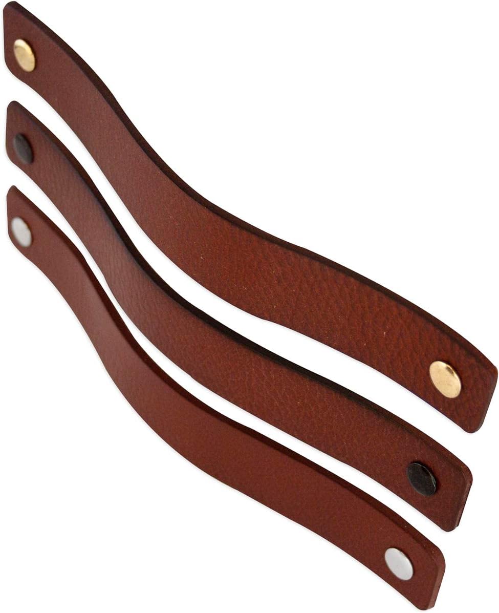 Brute Strength - Ledergriffe für Möbel - Cognac - 4 Stück - 20 x 2,5 cm - Schrankgriff, Türgriff für