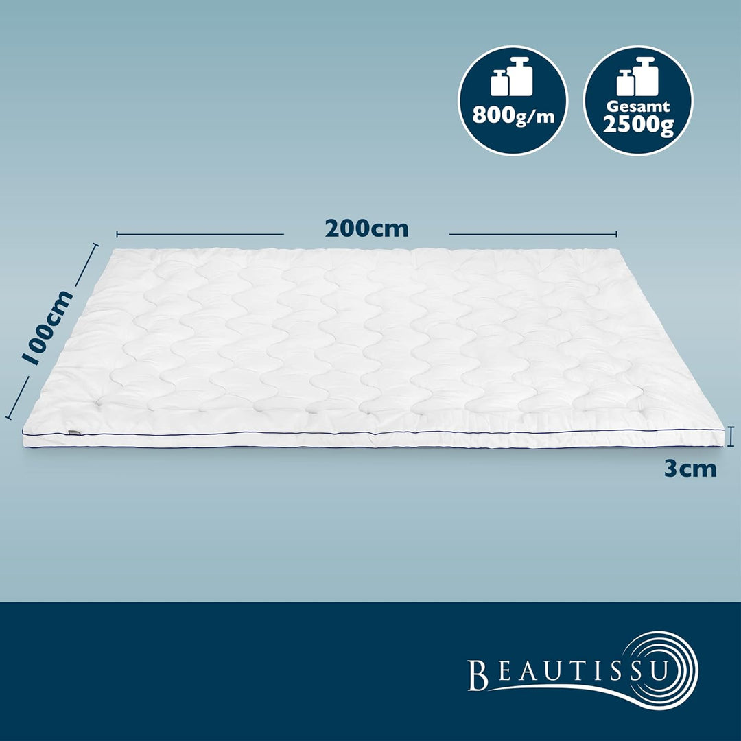 Beautissu BeauNuit MT Base Matratzentopper mit integriertem Spannbezug 100x200 cm Matratzenauflage 3