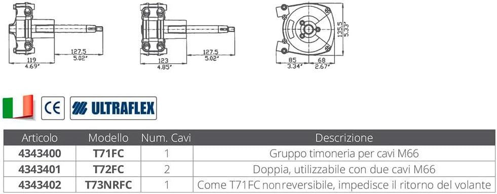 Ultraflex, Mechanische Steuersysteme/kopf T71FC mit Planetengetriebe, 58691