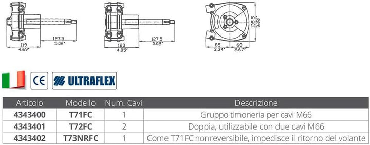 Ultraflex, Mechanische Steuersysteme/kopf T71FC mit Planetengetriebe, 58691
