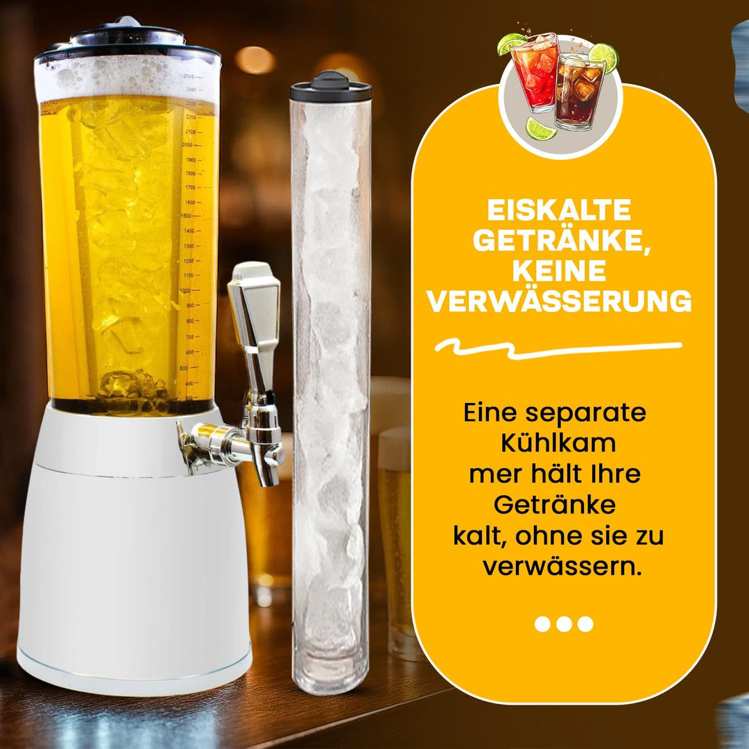 4,0L Biersäule Zapfsäule Kult Biertower Trinksäule Getränkespender Getränkesäule mit 1,3L Eiskühlung