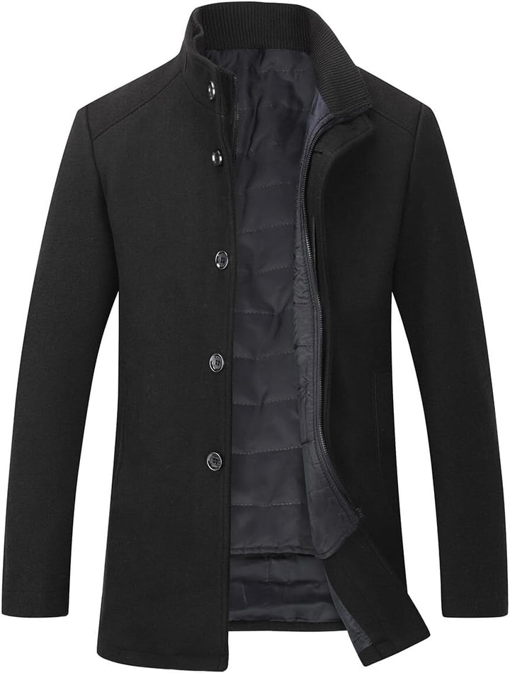 YOUTHUP Herren Wolle Mantel mit Steppweste Regular Fit Winter Wollmantel Outdoor Business Übergangsm