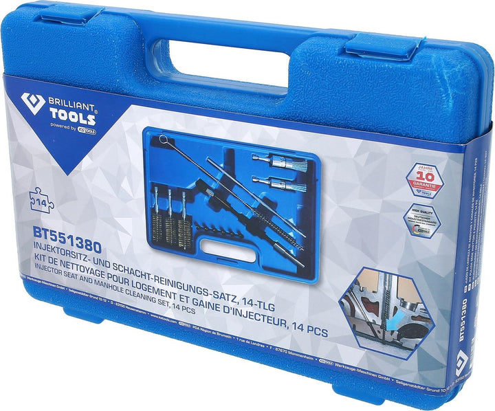BRILLIANT TOOLS BT551380 Injektorsitz- und Schacht-Reinigungs-Satz, 14-tlg. [Powered by KS Tools]