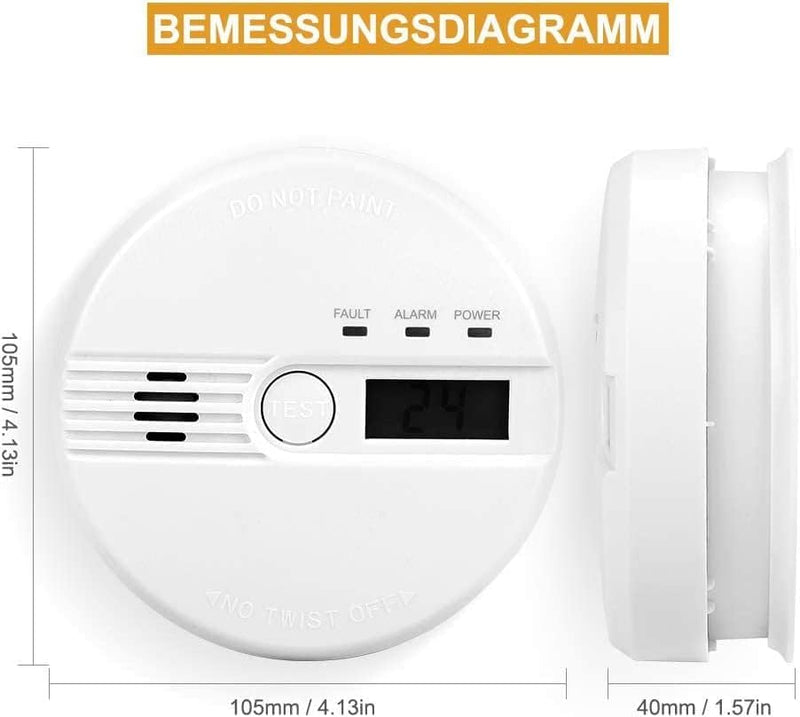 Kohlenmonoxid Warnmelder LCD Anzeige CO Melder 85Db Alarm Kohlenmonoxidsensor Kohlenmonoxid Melder m