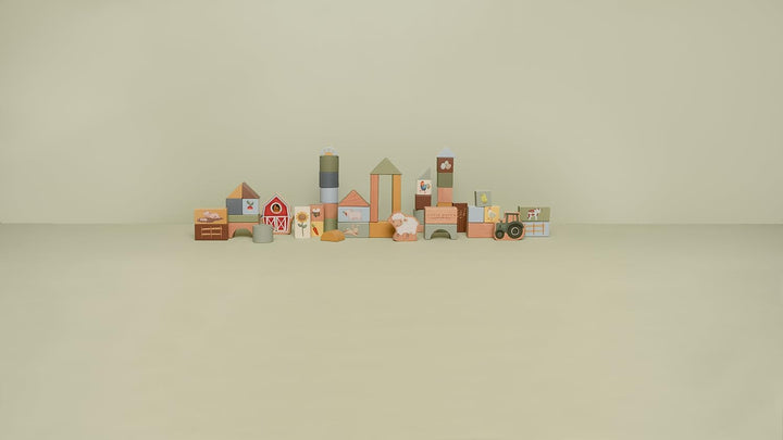 Little Dutch 7145 FSC Holz Bauklötze 50 Stück in Box grün - Little Farm