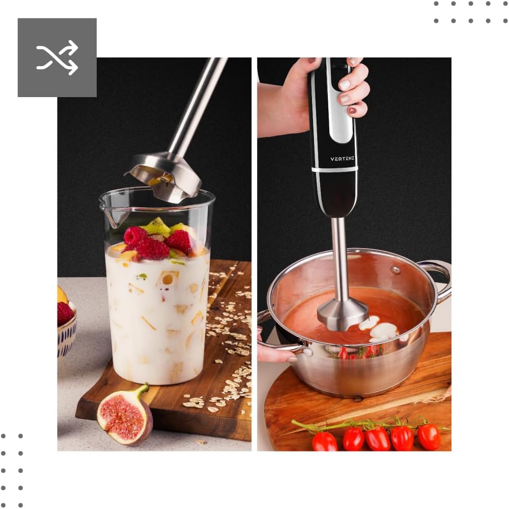 VERTENZ Titan 40 | Stabmixer Elektrischer 3-en-1 | Mix- und Messbecher 860ml | Schneebesen | Zerklei