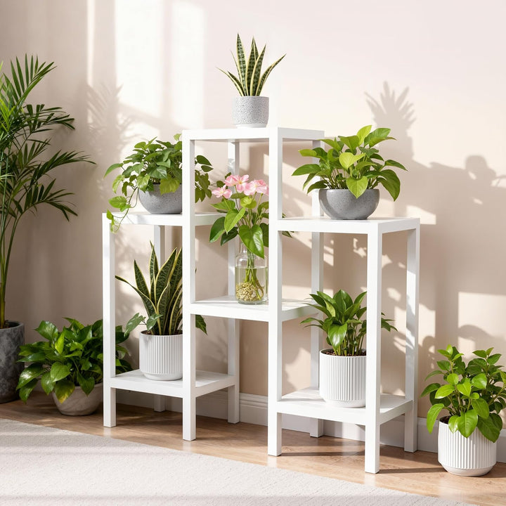 Ribelli 6-Etagen Blumenständer, Pflanzenständer, DIY Standregal, Mehrstöckig Blumenregal, Stapelbar