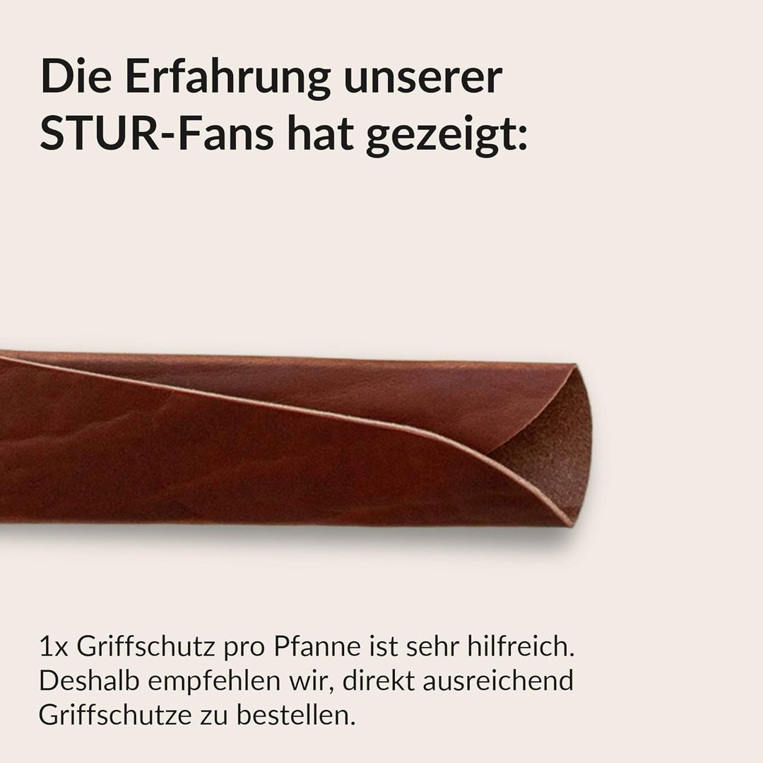 STUR - Griffschutz aus pflanzlich gegerbtem Echtleder – Pfannenstiel Hitzeschutz für Pfannen aus Eis