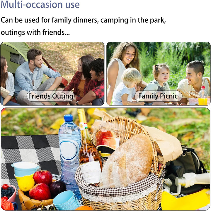 Picknickdecke 200 x 200cm,Gitter Picknickdecke Wasserdicht,Tragbare Waschbar Extra Grosse Stranddeck