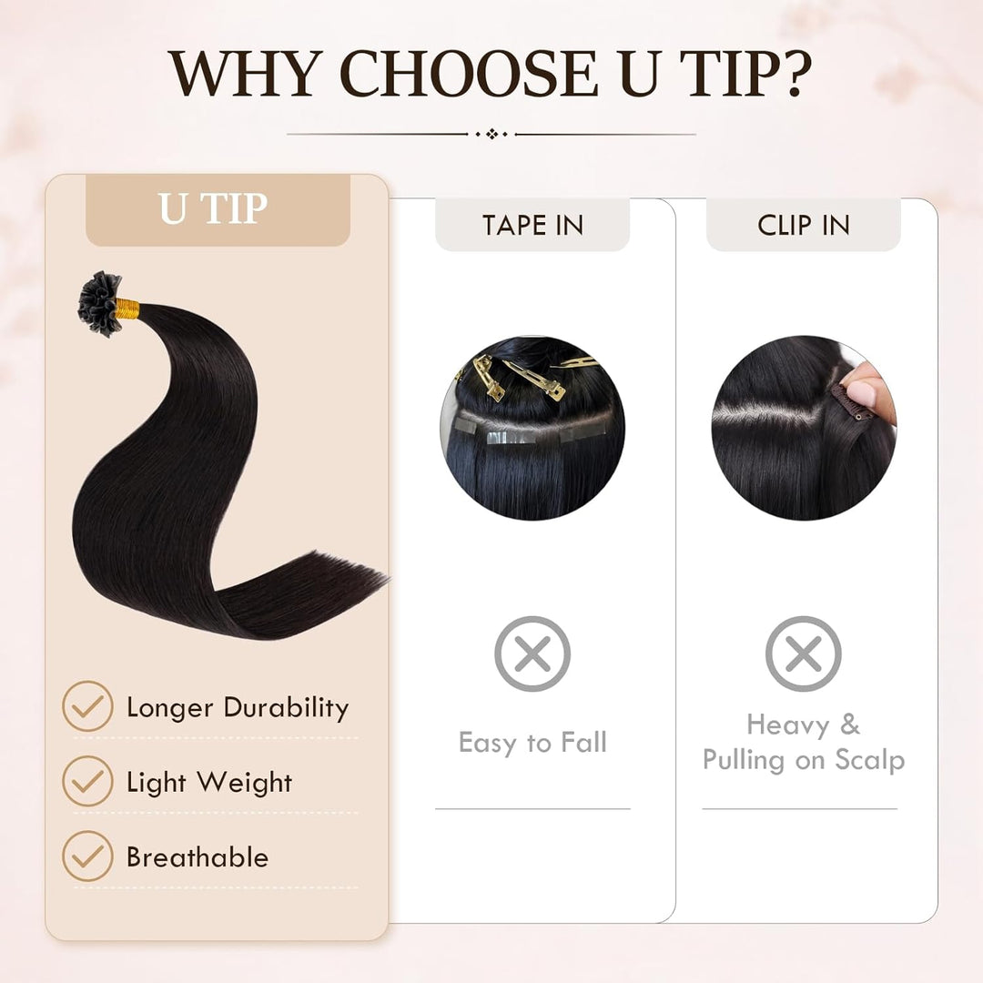 Rich Choices Bonding Extensions Echthaar Haarverlängerung keratin bondings U Tip Hot Fusion Remy Ech