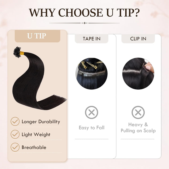 Rich Choices Bonding Extensions Echthaar Haarverlängerung keratin bondings U Tip Hot Fusion Remy Ech