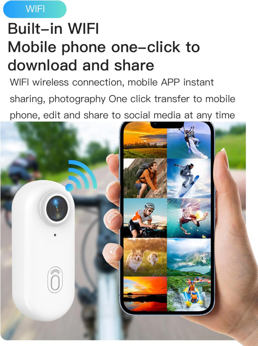Bewinner Neues 4K 8MP WiFi Katzen Kamera Halsband Pro Kit | Tragbare Kabellose Action Kamera | 120°