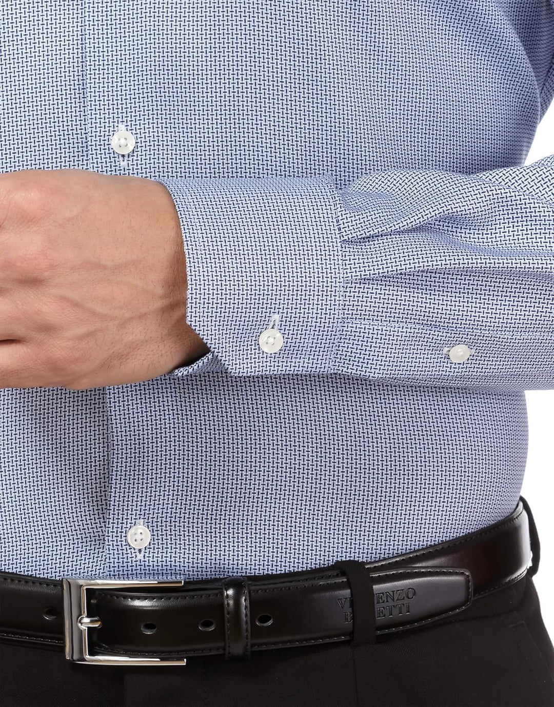 Vincenzo Boretti Herren Hemd bügelfrei 100% Baumwolle Slim-fit Uni-Farben 39-40 10-hellblau, 39-40 1