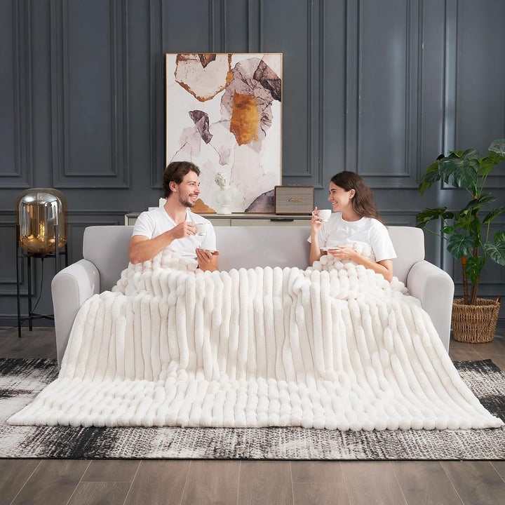 Lanqinglv Kuscheldecke Flauschig Decke Weiss,Dicke Kuscheldecke Plüsch Flanell Decke,Weiche Warme Wi