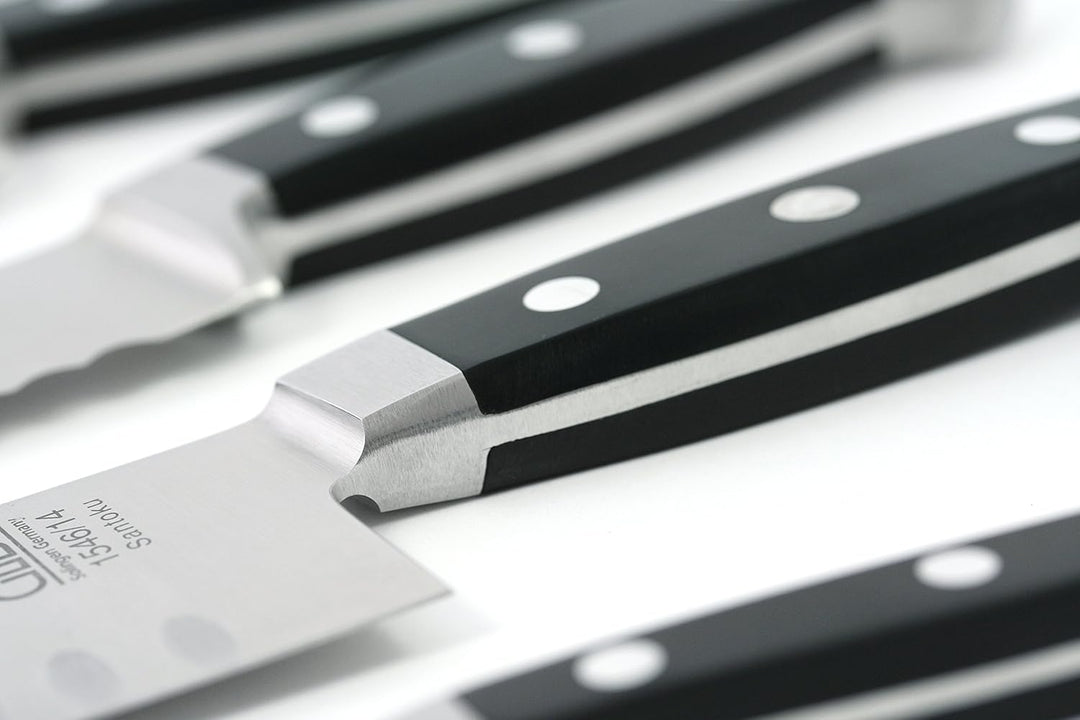GÜDE Solingen - Spickmesser Carbonstahl geschmiedet, 10 cm, Makassar, ALPHA GUSS, Office Messer, Dop