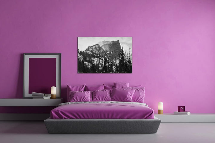 deyoli sagenhafter schneebeckter Berg Format: 120x80 cm Effekt: Schwarz&amp;Weiss als Leinwandbild, Moti