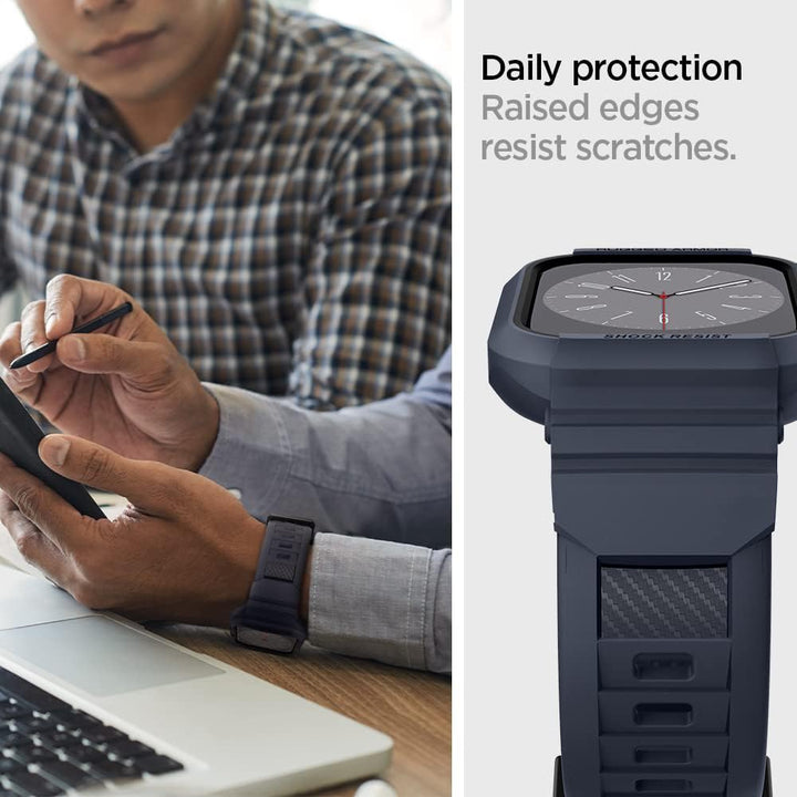 Spigen Rugged Armor Pro Hülle mit Band für Apple Watch 45/44mm | TPU-Unibody-Hülle mit Armband, Carb