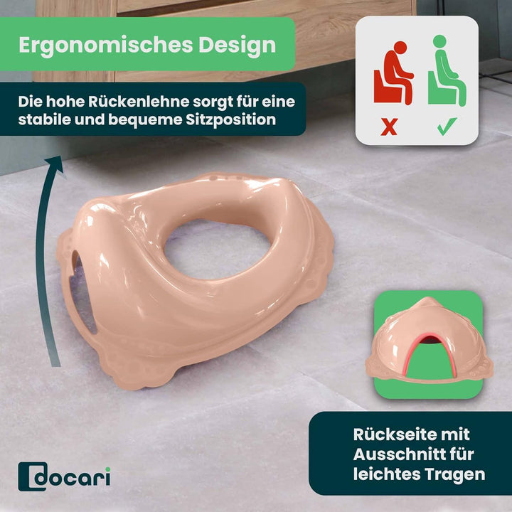 Toilettentrainer mit Treppe als Set Pfirsich Elefant - Toilettensitz Kinder und Tritthocker Kinder -