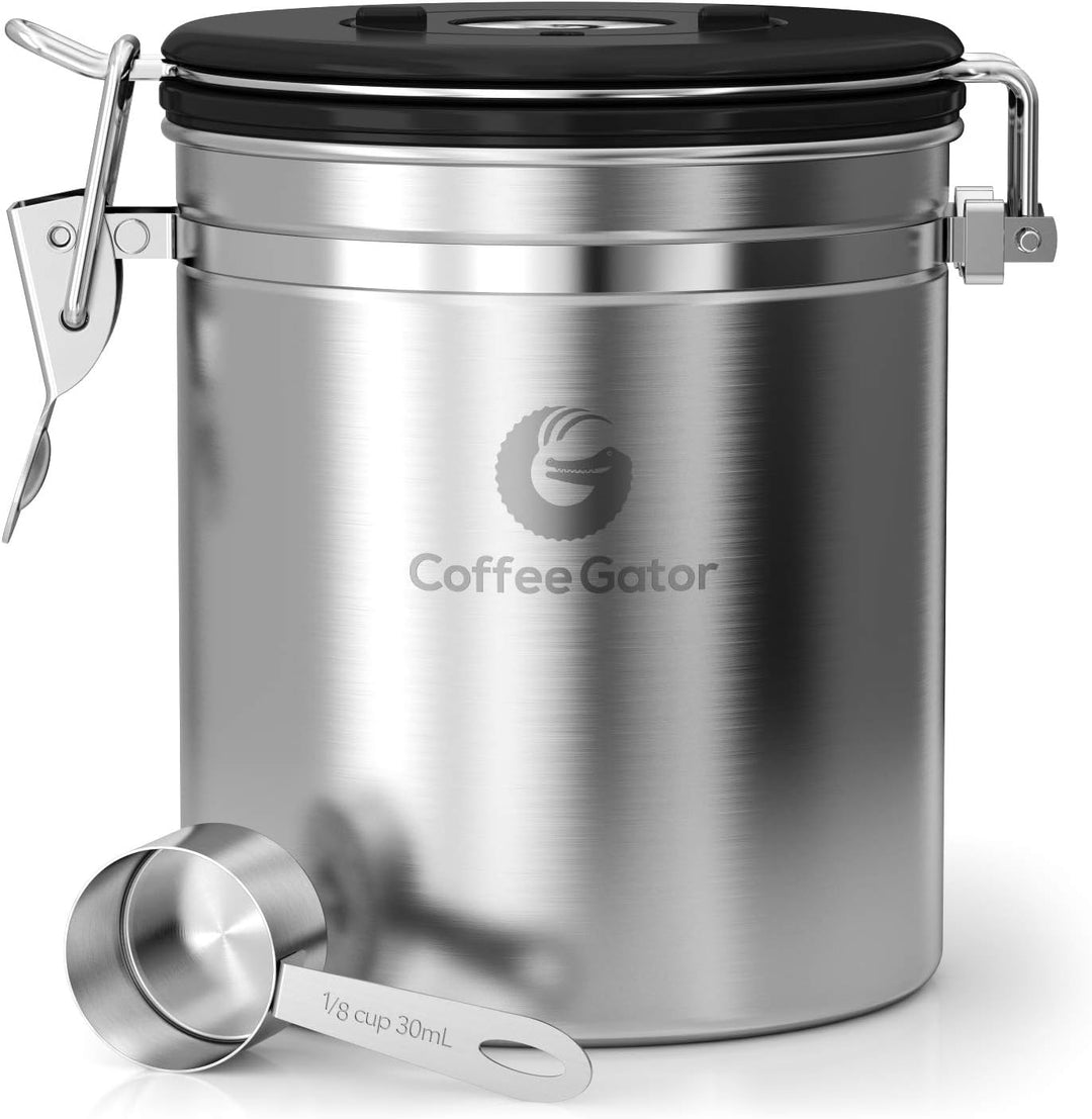Coffee Gator Kaffeedose Edelstahl, Luftdicht Vorratsdose mit Deckel, Datum Tracker, CO2-Freigabevent