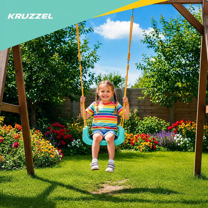 Kinderschaukel 3in1 zum Anfangen, mit Seilen, 0-6 Jahre, Babyschaukel Gartenschaukel Indoor Outdoor