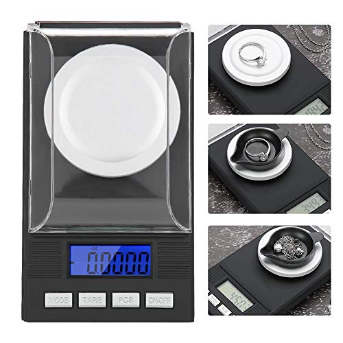 Feinwaage 0.001g, Tragbare Juwelierwaage, Digitale Schmuckwaage Taschenwaage mit Kalibriergewichte u