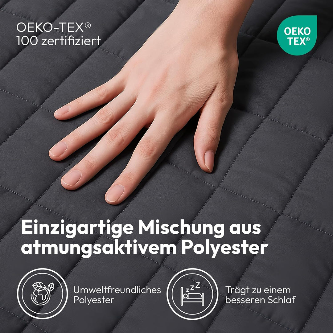 Gewichtsdecke 135 x 200 cm 9 kg – Beruhigende Anti-Stress Decke mit Glasperlen für gleichmässige Dru