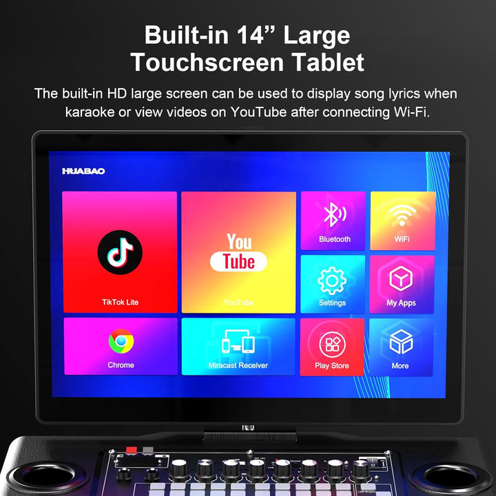 Smart Karaoke-Maschine mit 14-Zoll-Tablet, Bildschirm und Liedtextanzeige, professionellem Karaoke-L