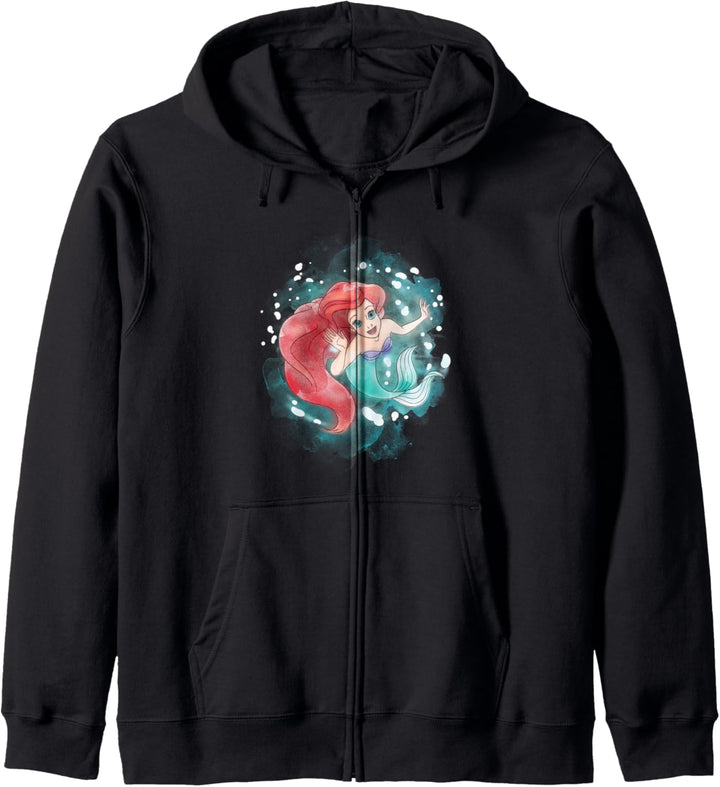 Disney The Little Mermaid Ariel Watercolor Swimming Portrait Kapuzenjacke
