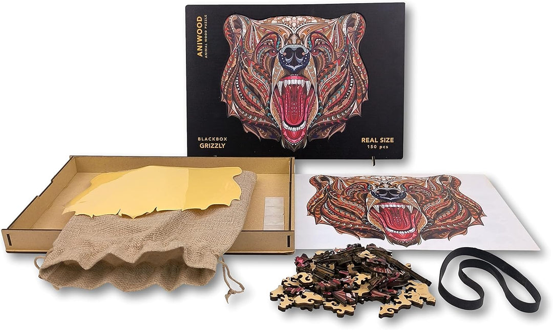 ANIWOOD Holzpuzzle Erwachsene Tieren. Gestanzter Deckel, Lebensgrosse Puzzle-Box. 3 Schwierigkeitsmo