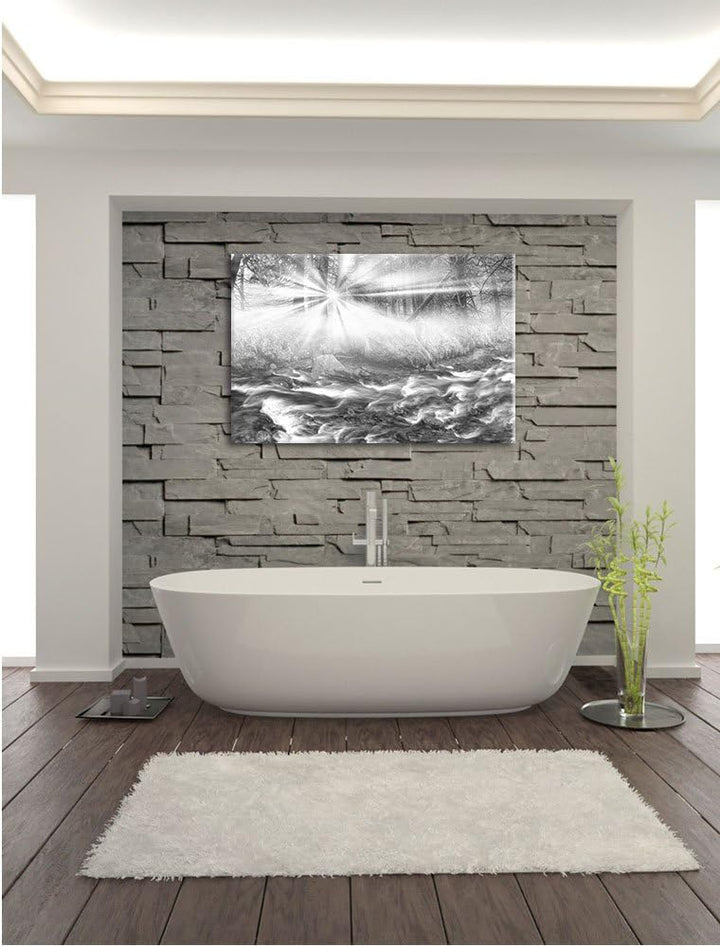 Pixxprint Nebeldickicht im Wald Kunst B&W, Format: 100x70 auf Leinwand, 100x70