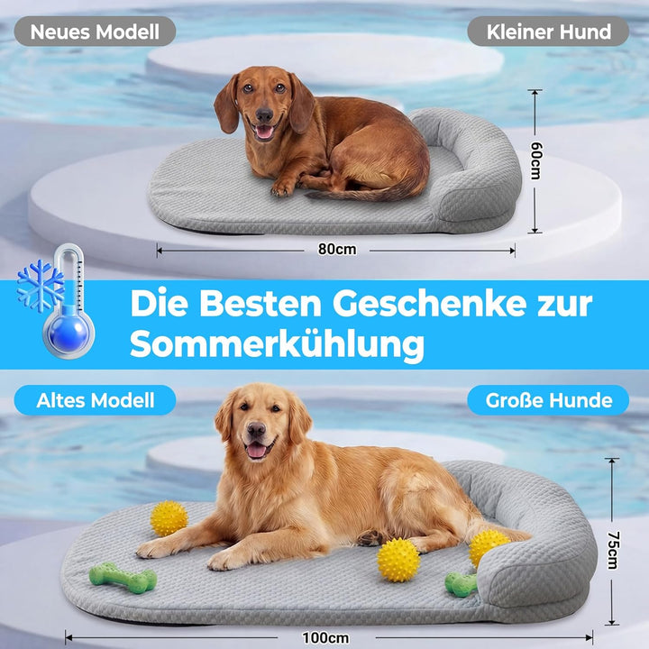 Kühlmatte Hund Gross Selbstkühlend Waschbar (80 * 60Grau) | Sommer Tragbares Kühldecke Hund Rutschfe