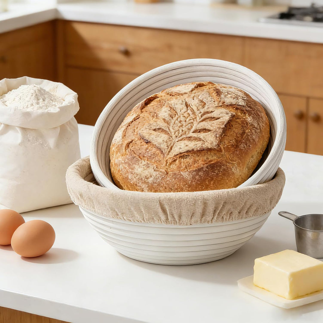 gärkörbchen für brot, Oval Gärkorb Zum Brotbacken-Set, 30 x 8cm | Material: Rattan, Farbe: Natur, Br