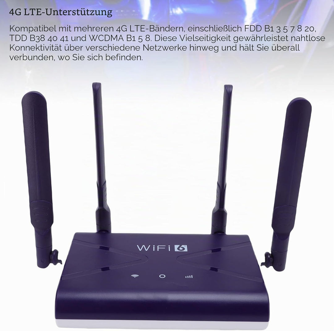 WiFi6-Router 300 Mbit/s 4G 5G CPE LTE-Router mit SIM-Kartensteckplatz 4 Antennen für Telefon Laptop