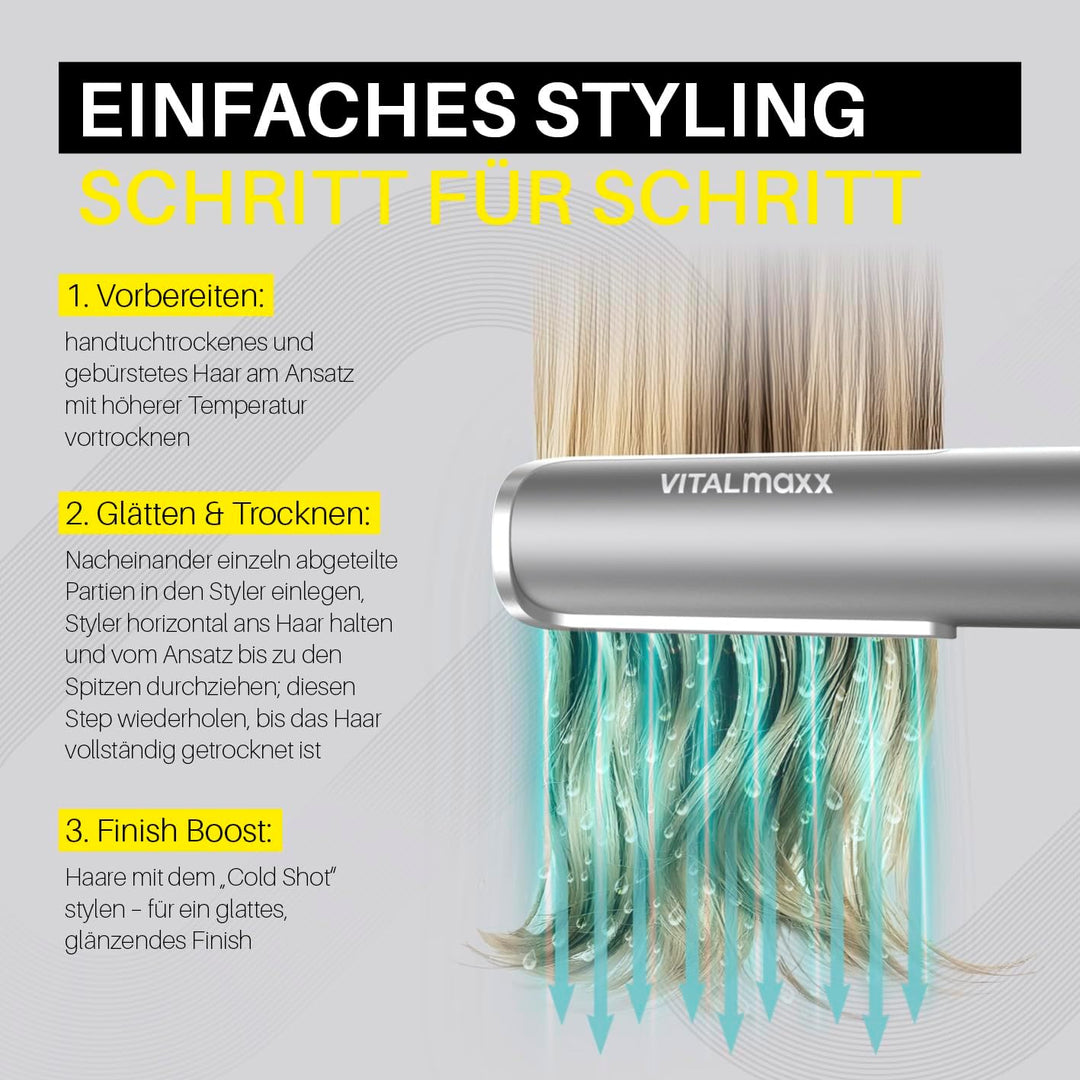 STYLE & SHINE by VITALmaxx Straight & Air Styler | Hair Styler 2 in 1: Glätteisen & Haartrockner | H