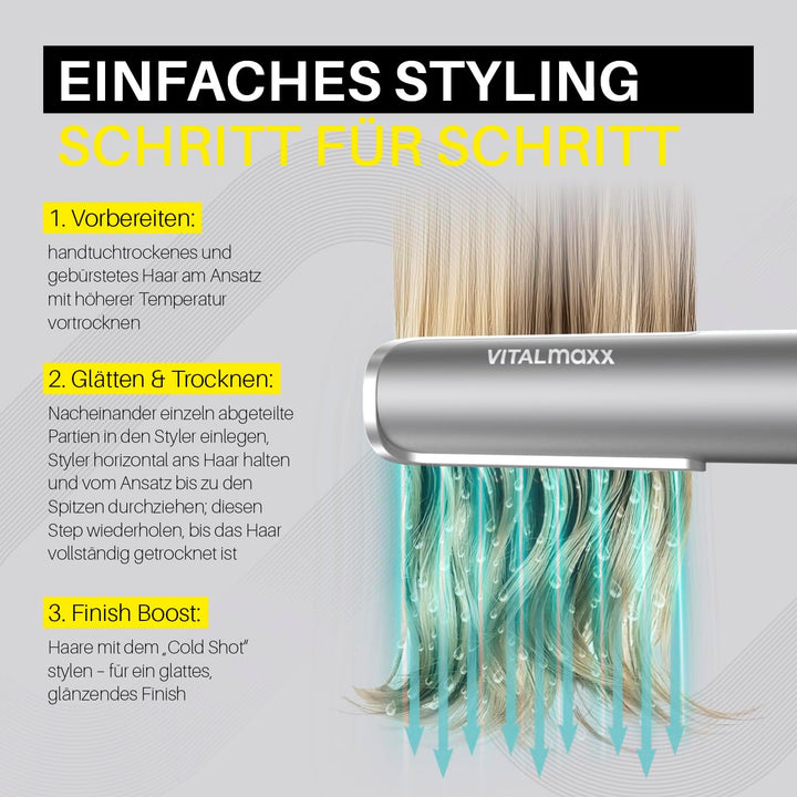 STYLE & SHINE by VITALmaxx Straight & Air Styler | Hair Styler 2 in 1: Glätteisen & Haartrockner | H