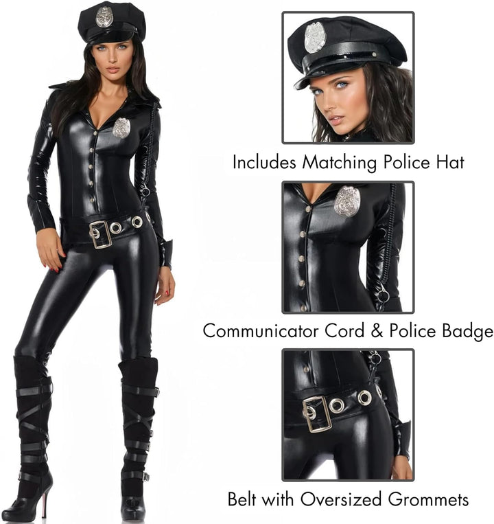 Leg Avenue 83912 - Officer Payne Kostüm, Grösse L, schwarz L Schwarz, L Schwarz