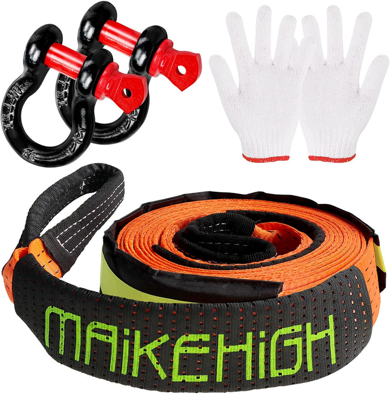 MAIKEHIGH Abschleppseil 5M x 5cm, 10 Tonnen (22,000 Lbs) Polyester Tow Rope Kit Für Off-Road Recover